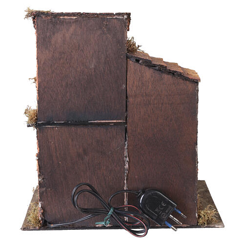 Casetta con balcone e doppio ingresso illuminata 25x25x20 cm presepe napoletano 4-6 cm 4