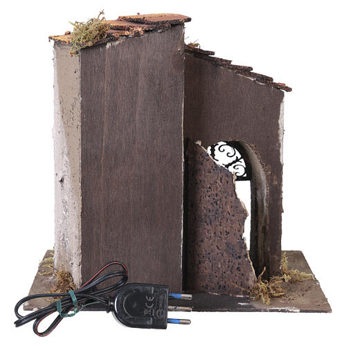 Domek z podcieniem, podświetlany, 20x25x20 cm - szopka neapolitańska 4–6 cm 4