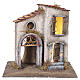 Casinha com alpendre iluminada 20x25x20 cm para presépio napolitano 4-6 cm s1