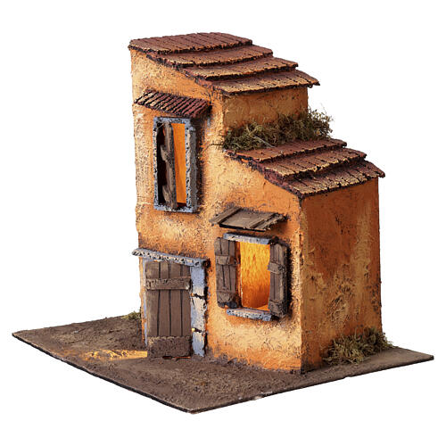Oświetlony domek wiejski do szopki neapolitańskiej, 25x20x20 cm - do szopki neapolitańskiej z figurkami 4–6 cm 2