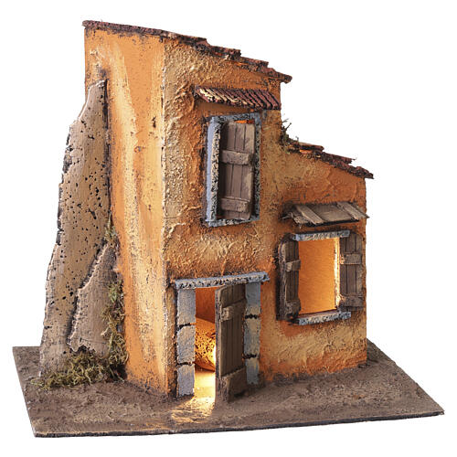 Casinha de campo iluminada 25x20x20 cm para presépio napolitano 4-6 cm 3