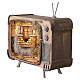 Vintage television with illuminated scenography 25x25x10 cm Neapolitan nativity scene 7 cm s2