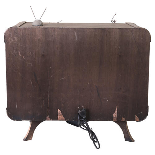 Wooden vintage TV with village and mill 66x60x20 cm Neapolitan nativity 7 cm 5