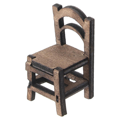 Wooden coffee corner with table and two chairs for 6 cm nativity, 4x3x2.5 cm 3