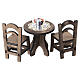 Wooden living room set with coffee service 6x4.5x3 cm for Neapolitan nativity scene 10 cm s5