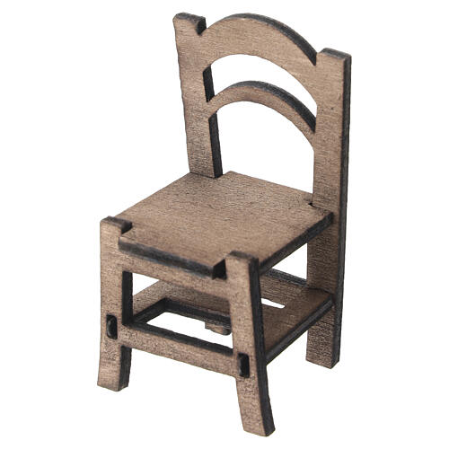 Coffee set with table and wooden chairs for 12 cm Neapolitan Nativity Scene,  7x6x3.5 cm 3