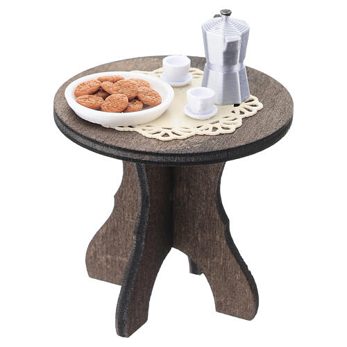 Composizione da caffè con tavolo e sedie in legno 7x6x3,5 cm presepe napoletano 12 cm 4