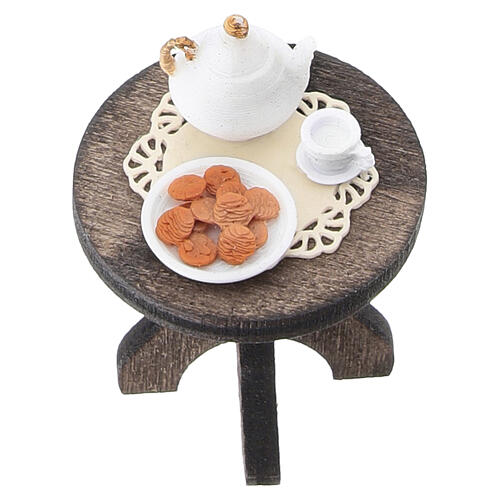 Mesita de té de madera con dos sillas 4x3x2,5 cm belén napolitano 6 cm 2