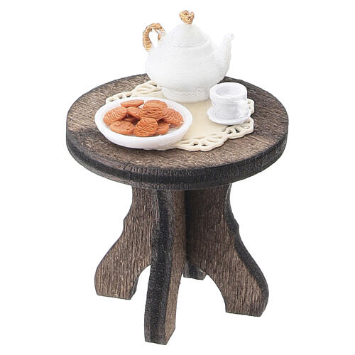 Mesita de té de madera con dos sillas 4x3x2,5 cm belén napolitano 6 cm 4