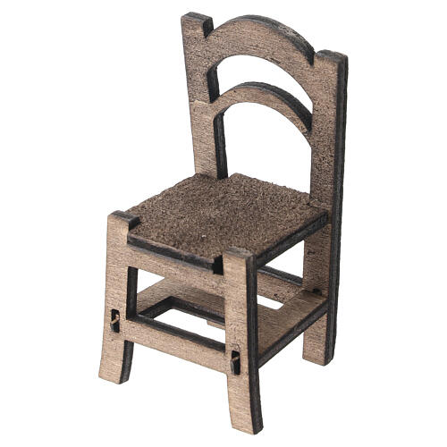 Set table de thé avec chaises en bois 7x6x3,5 cm pour crèche napolitaine 12 cm 3