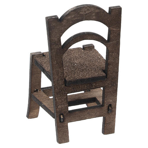 Conjunto de mesa de chá com cadeiras em madeira 7x6x3,5 cm para presépio napolitano 12 cm 6