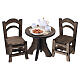 Tea table set with chairs in wood for 12 cm Neapolitan nativity, 7x6x3.5 cm s1