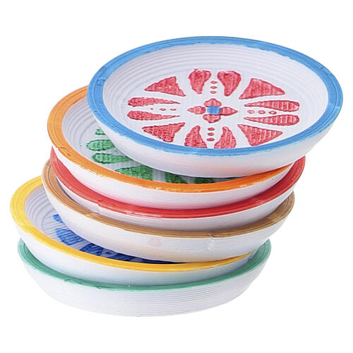 Set of 6 hand-decorated PLA plates 2 cm diameter for 12 cm Neapolitan nativity scene 3