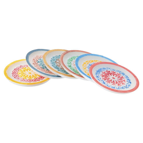 Set de 6 assiettes en PLA décorées à la main diam. 3,5 cm crèche napolitaine 18 cm 2