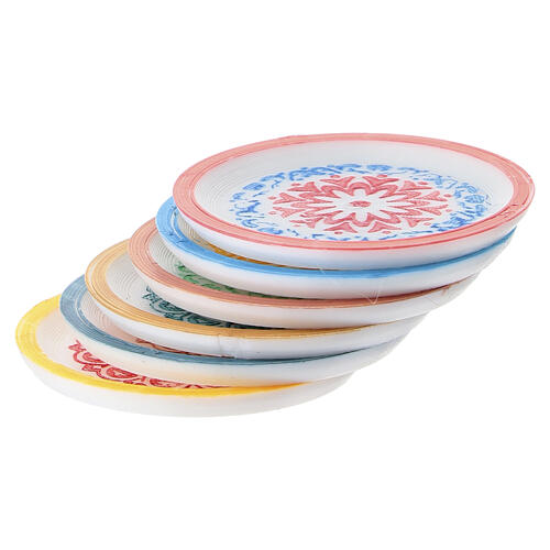 Set de 6 assiettes en PLA décorées à la main diam. 3,5 cm crèche napolitaine 18 cm 3