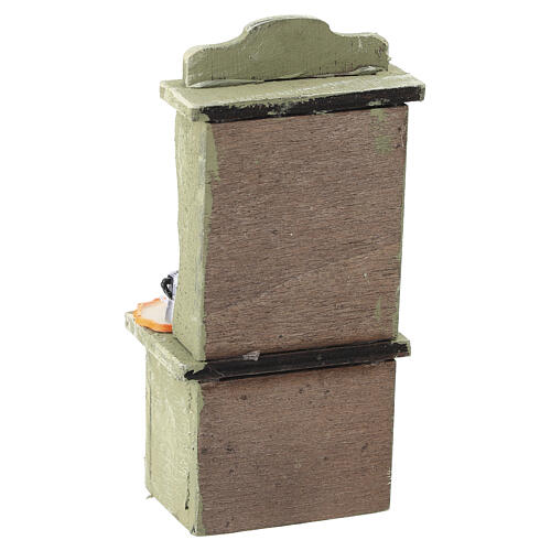 Rustic green wooden sideboard for 6 cm Neapolitan Nativity Scene, 9x4x3 cm 4