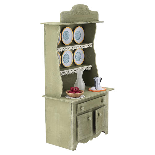 Aparador cocina de madera verde 35x15x10 cm belén napolitano 24-30 cm 3