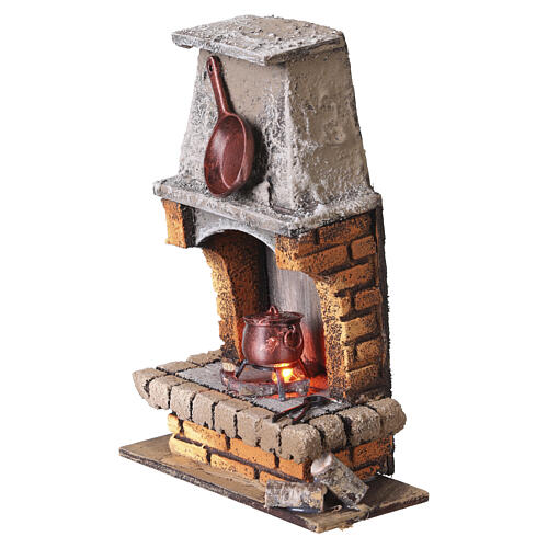 Masonry fireplace with fire effect for 10-12 cm Neapolitan nativity scene 15x10x5 cm 2