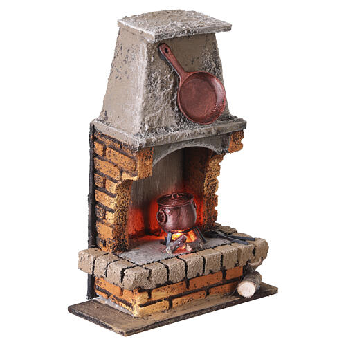 Masonry fireplace with fire effect for 10-12 cm Neapolitan nativity scene 15x10x5 cm 3