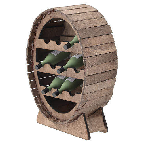 Barril de madera con botellas de vino 15x10x5 cm belén napolitano 20-30 cm 2