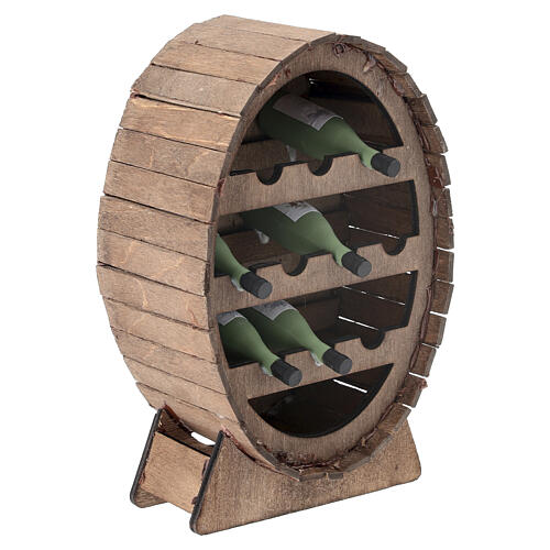 Barril de madera con botellas de vino 15x10x5 cm belén napolitano 20-30 cm 3