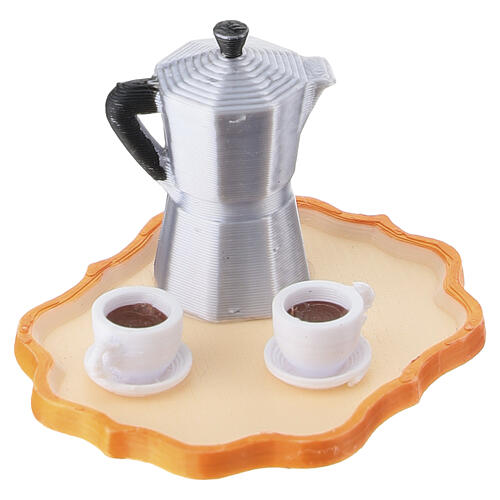 Vassoio con moka e tazzine 2x3,5x3 cm presepe napoletano 12 cm 3