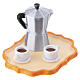 Vassoio con moka e tazzine 2x3,5x3 cm presepe napoletano 12 cm s3