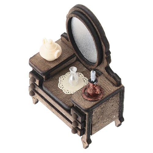 Toeletta con specchio ovale in legno 7x4,5x3 cm presepe napoletano 6 cm 4