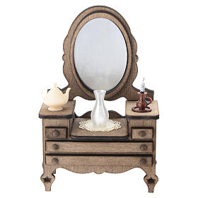 Wooden dressing corner with mirror 13x8x5 cm for 12 cm Neapolitan Nativity Scene