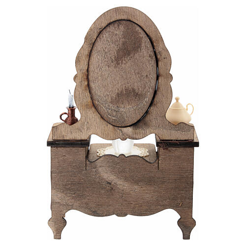 Angolo toeletta in legno con specchio 13x8x5 cm presepe napoletano 12 cm 5