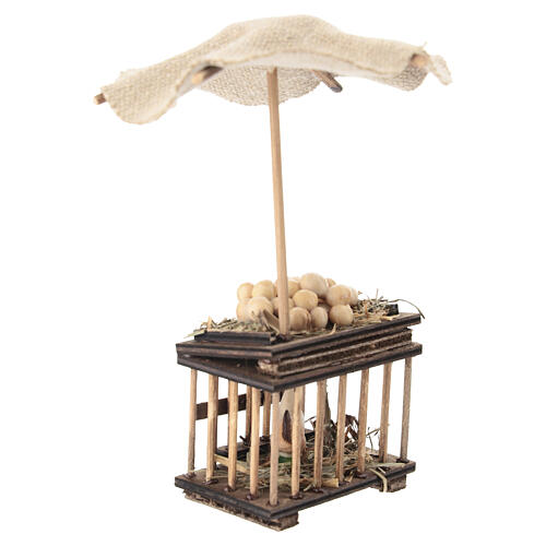 Banco ovaiola con gallina in legno 15x10x10 cm presepe napoletano 10 cm 3