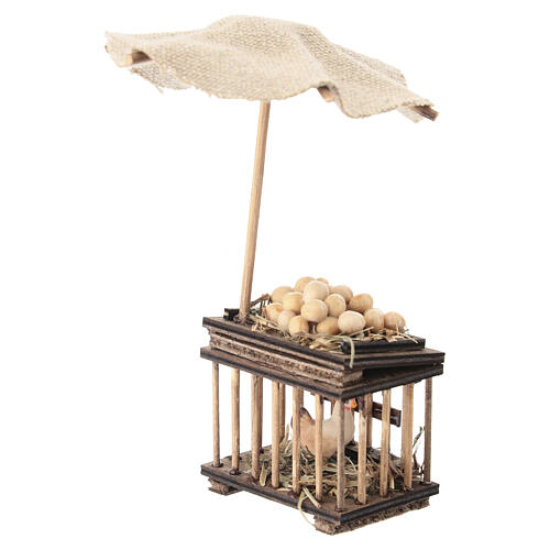 Egg seller's stall with hen for 10 cm Neapolitan Nativity Scene,15x10x10 cm 2