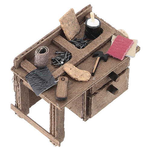 Banco da ciabattino in legno 5x10x5 cm presepe napoletano 10 cm 2