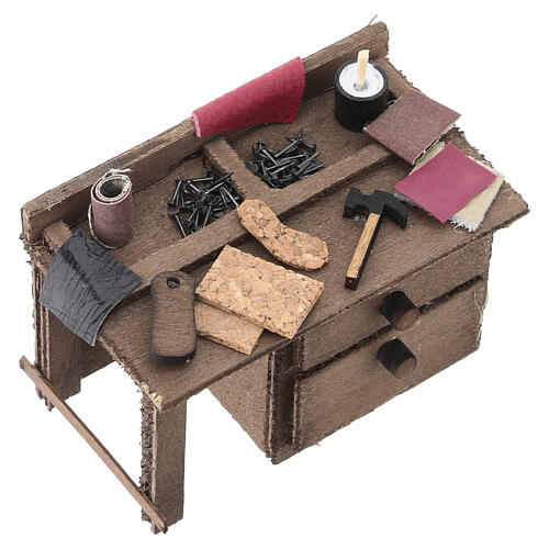 Schusterwerkbank aus Holz, 5 × 10 × 5 cm, neapolitanischer Stil, Krippe mit 12 cm Figurenserie 2