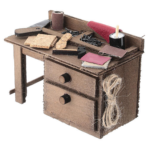 Schusterwerkbank aus Holz, 5 × 10 × 5 cm, neapolitanischer Stil, Krippe mit 12 cm Figurenserie 3