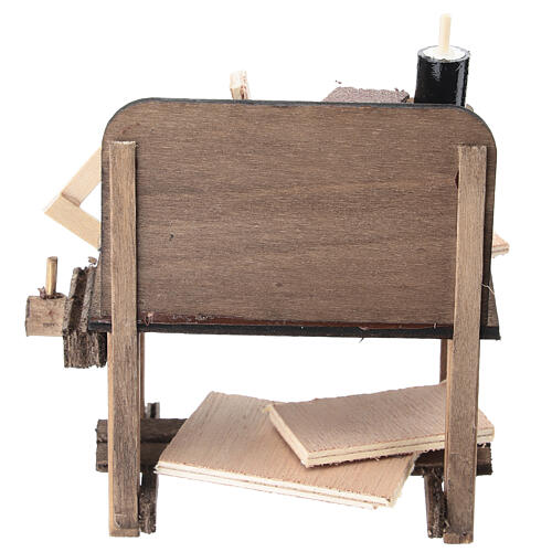 Carpenter's workbench in wood 10x10x5 cm for Neapolitan nativity 10 cm 4