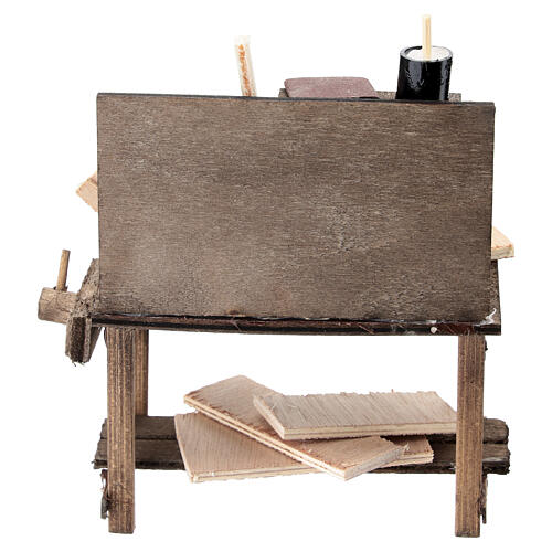 Mesa de trabajo del carpintero de madera 15x10x5 cm belén napolitano 12 cm 4