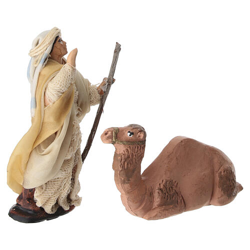 Neapolitan Nativity figurine: camel driver and sitting camel, 6 cm 2