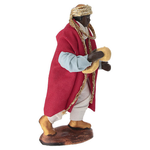 Musician with cornucopia, 10 cm terracotta Neapolitan Nativity Scene 3