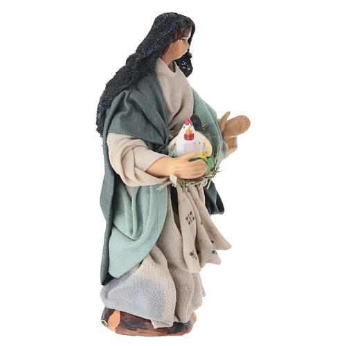 Donna con gallina in mano 10 cm presepe napoletano 3