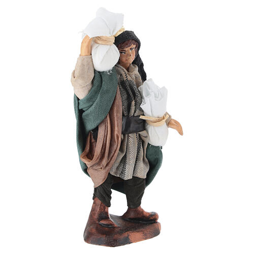 Uomo che trasporta farina 10 cm presepe napoletano 3