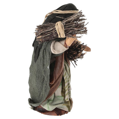 Ältere Frau mit zwei Reisigbündeln, für 12 cm Krippe im neapolitanischen Stil 3
