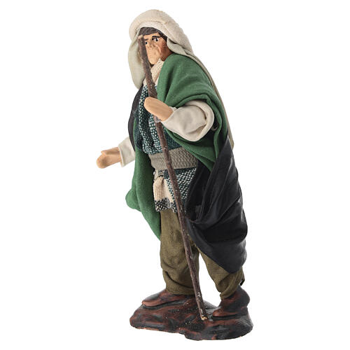 Hombre árabe con bastón belén napolitano 12 cm terracota 2