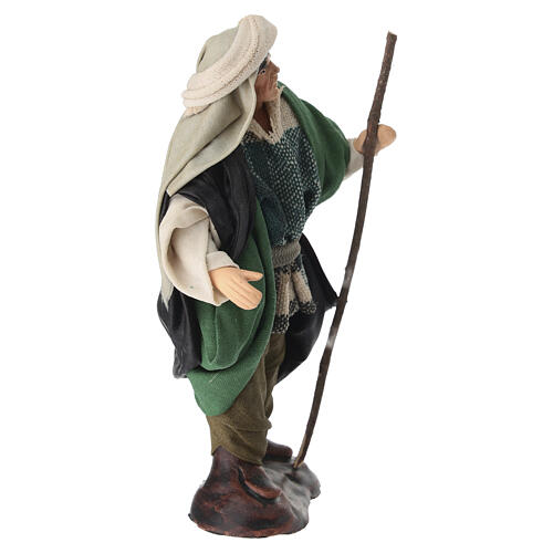 Hombre árabe con bastón belén napolitano 12 cm terracota 3