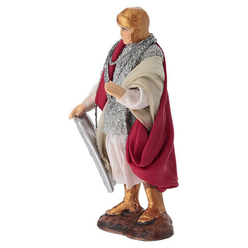 Soldato con scudo argentato 12 cm presepe napoletano 2