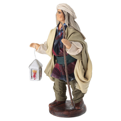 Uomo con lanterna presepe napoletano 14 cm terracotta 2