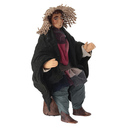 Uomo seduto statuina terracotta presepe napoletano 12-14 cm 3