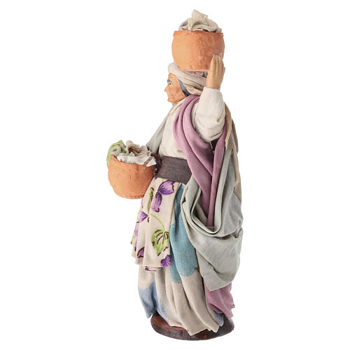 Elderly woman carrying laundry for 18 cm Neapolitan Nativity Scene, terracotta 2