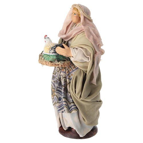 Statuina donna con gallina terracotta presepe napoletano 14 cm 3