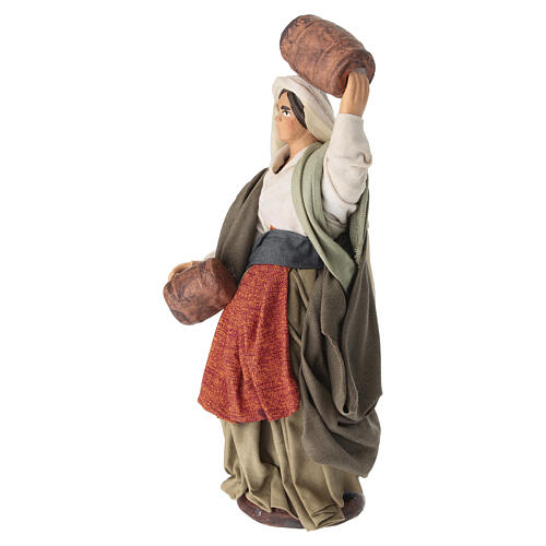 Femme avec tonneau en terre cuite crèche napolitaine 14 cm 2